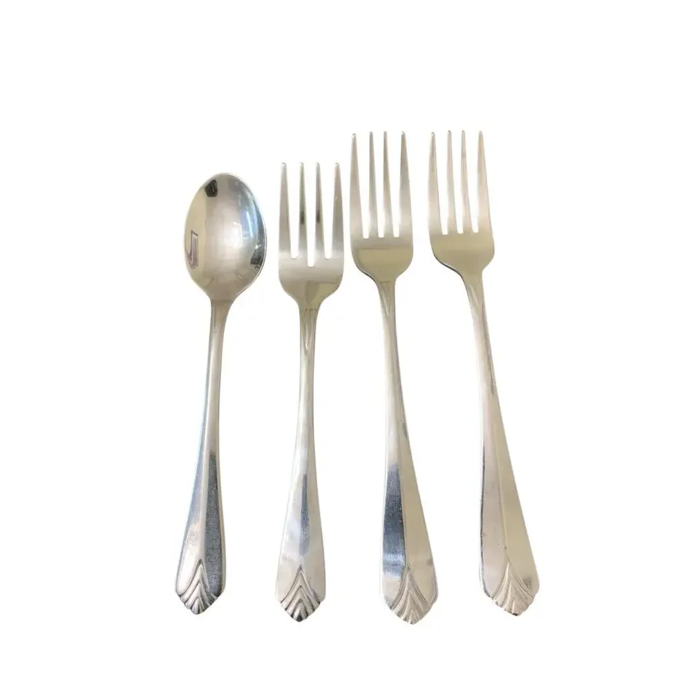 Cambridge KARLA Flatware Stainless Steel Mixed Lot 4 Pc Forks & Spoon Silver